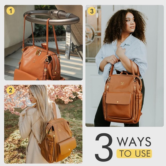 Brown Leather Miss Fong Diaper Bag/Backpack Multifunctional - Picture 6 of 10